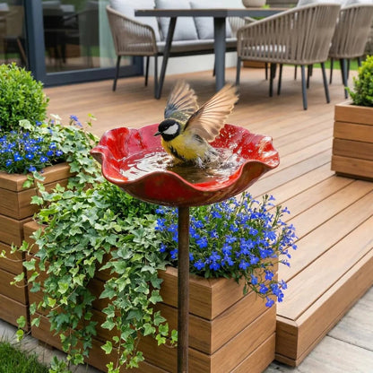 💝2026 Mother's Day Gifts 49% Off🎁🐦 Handmade Metal Flower Garden Stake – Bird Bath & Outdoor Decor for Nature Lovers 🌸