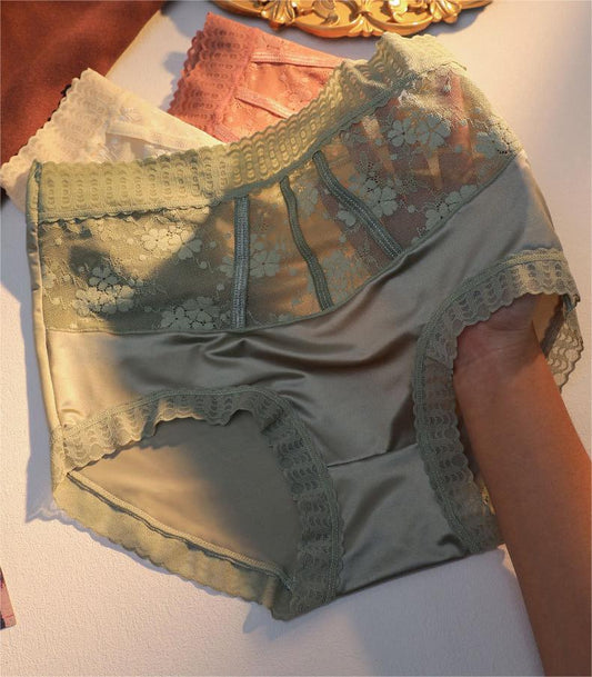 [6 pièce ] Culottes sexy en soie glacée sans couture