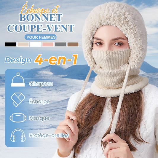 🔥VENTE CHAUDE 🔥Écharpe Bonnet Tricoté Hiver Femme 3-en-1 Cagoule