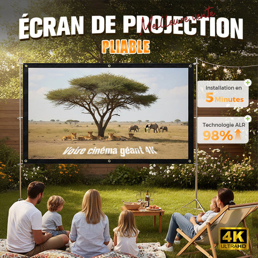 ✨ Écran Projection Portable Extérieur - Pliable et Réglable, Qualité 4K, Soirée Cinéma en Plein Air 🎬🌌