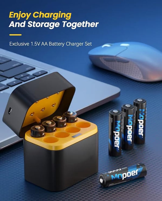 🔋 Batteries au lithium AA/AAA rechargeables avec chargeur