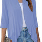 Cardigan femme ouvert devant manches 3/4Cardigan léger drapé à volants Cardigan