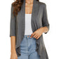 Cardigan femme ouvert devant manches 3/4Cardigan léger drapé à volants Cardigan
