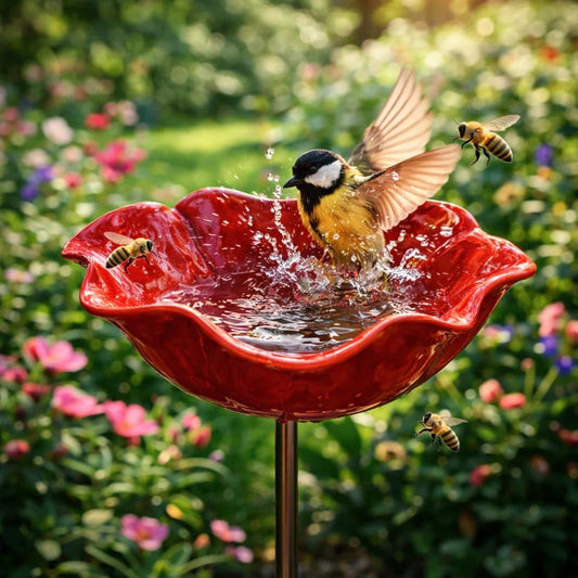 💝2026 Mother's Day Gifts 49% Off🎁🐦 Handmade Metal Flower Garden Stake – Bird Bath & Outdoor Decor for Nature Lovers 🌸