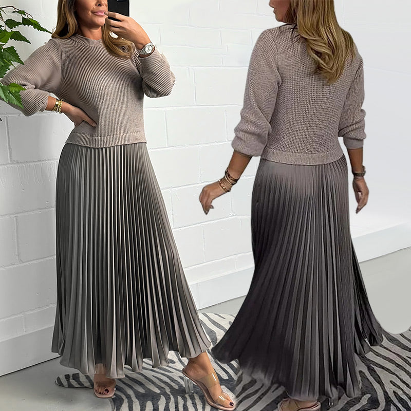 ✨ Élégance Sans Effort | Robe Femme Plissée à Col Rond