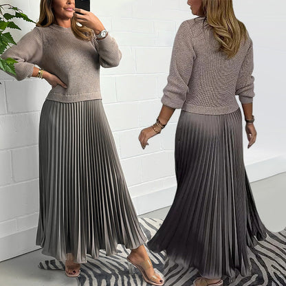 ✨ Élégance Sans Effort | Robe Femme Plissée à Col Rond