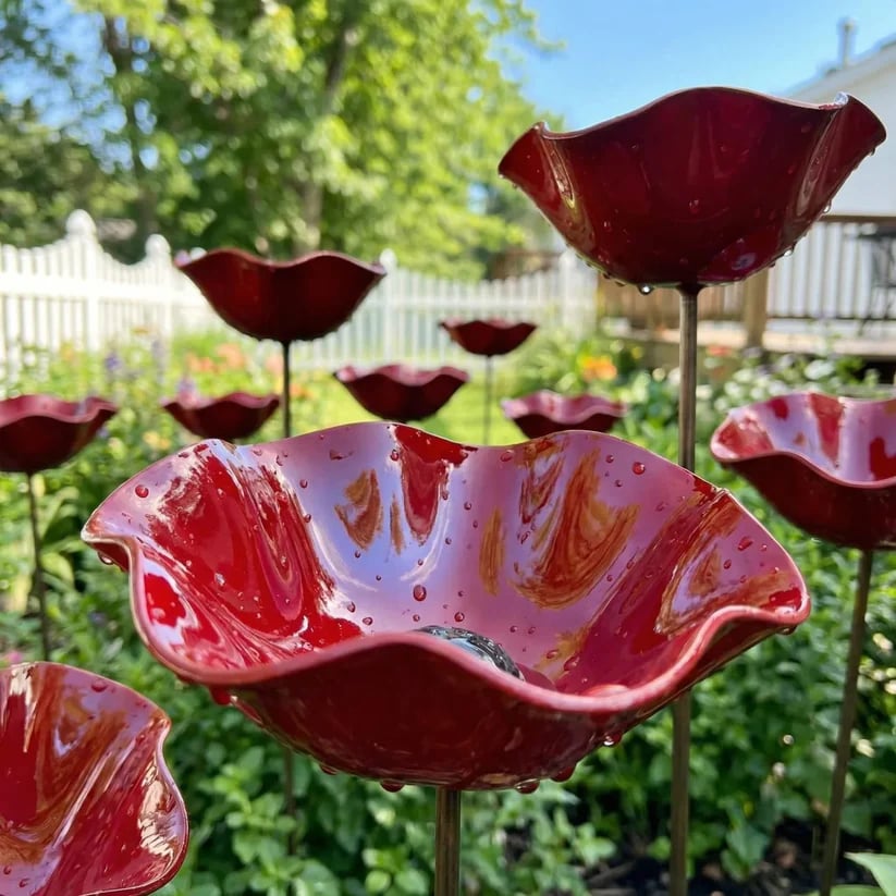 💝2026 Mother's Day Gifts 49% Off🎁🐦 Handmade Metal Flower Garden Stake – Bird Bath & Outdoor Decor for Nature Lovers 🌸