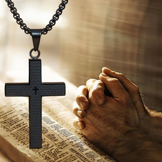 💖Dernier jour 50% de réduction - ✝️Collier croix de Scibble avec prière du Seigneur