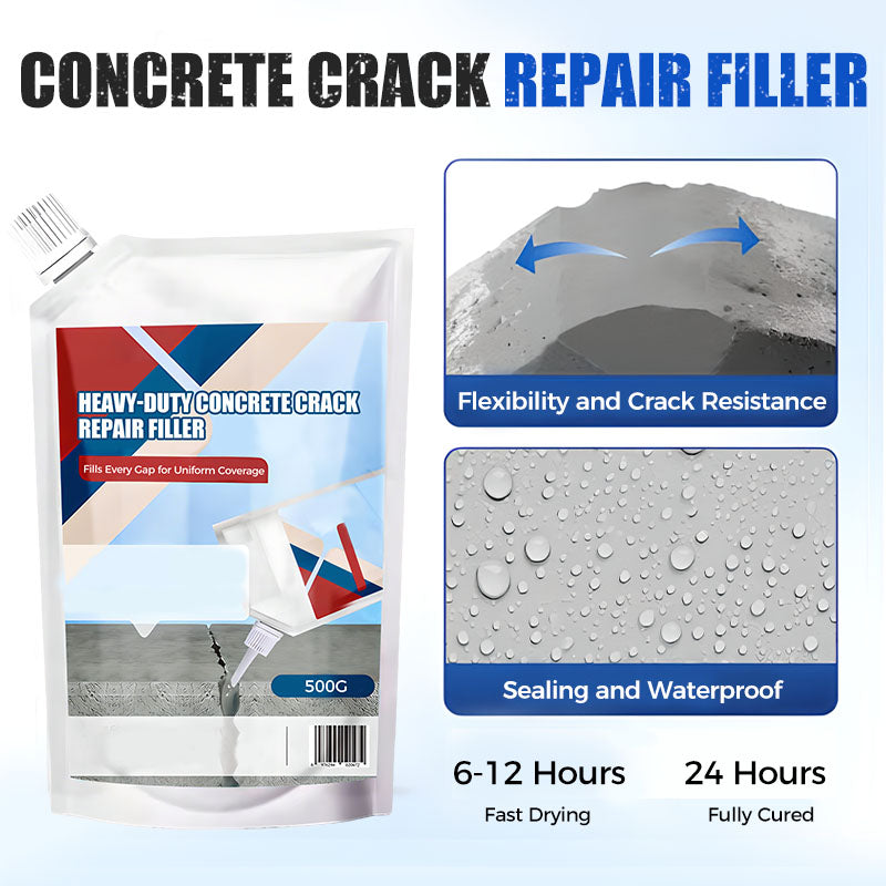 📢📢50% OFF !! ⏰Extra-Strength New Formula Concrete Crack Repair Filler, Waterproof Heavy-Duty Crack Adhesive for Driveway, Patio & Wall Cracks