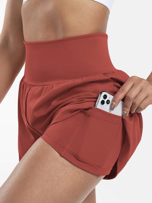 ✨️ Vente chaude 2025 49% DE🥰 Short de yoga 2-en-1 avec taille haute et poches latérales