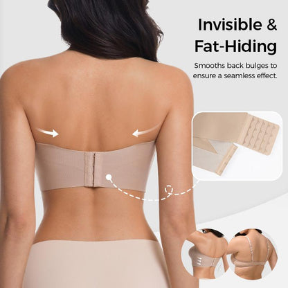 ⛱️Special Price ￡11.99!💞Women's Strapless Bras Push Up Bandeau Bra Non Slip Seamless Wireless Supportive Padded Bra