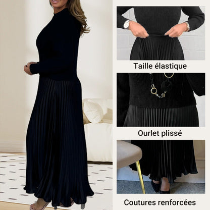 ✨ Élégance Sans Effort | Robe Femme Plissée à Col Rond