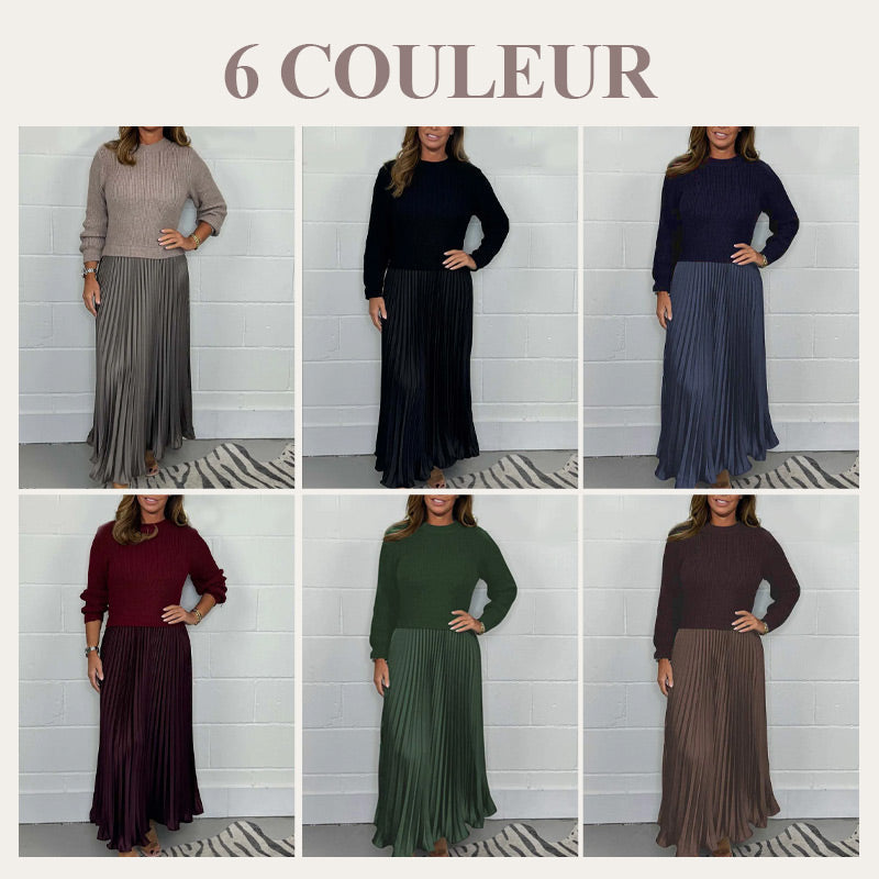 ✨ Élégance Sans Effort | Robe Femme Plissée à Col Rond