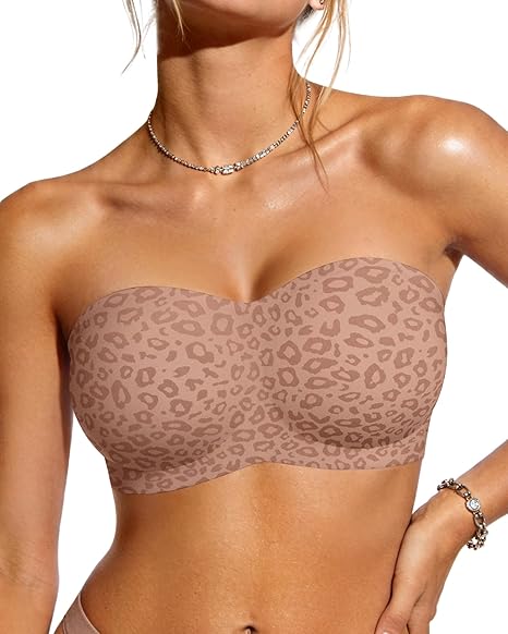 ⛱️Special Price ￡11.99!💞Women's Strapless Bras Push Up Bandeau Bra Non Slip Seamless Wireless Supportive Padded Bra