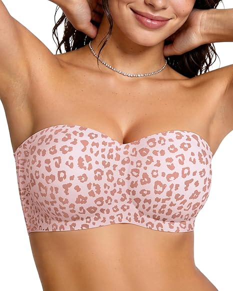 ⛱️Special Price ￡11.99!💞Women's Strapless Bras Push Up Bandeau Bra Non Slip Seamless Wireless Supportive Padded Bra