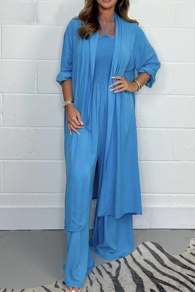 🌸HOT SALE 🌸Ensemble 2 pièces pantalon large dos nu à bretelles pour femmes à la mode