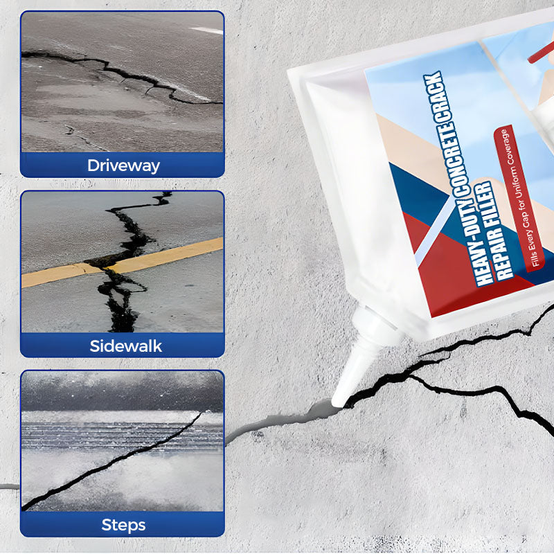 📢📢50% OFF !! ⏰Extra-Strength New Formula Concrete Crack Repair Filler, Waterproof Heavy-Duty Crack Adhesive for Driveway, Patio & Wall Cracks