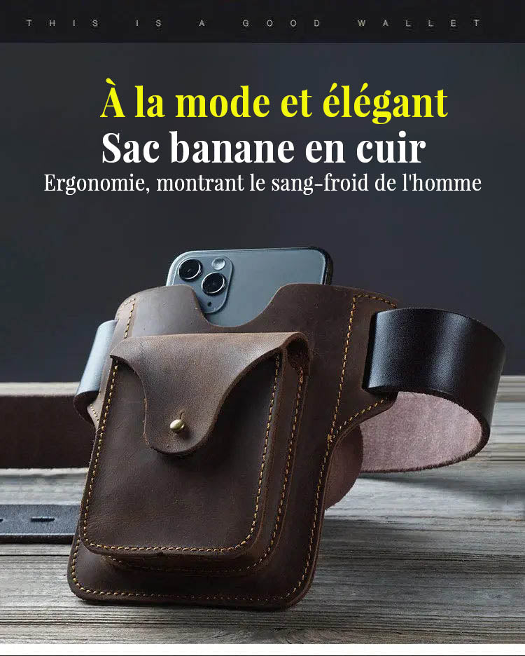 Sac ceinture multifonctionnel en cuir pour téléphone-2