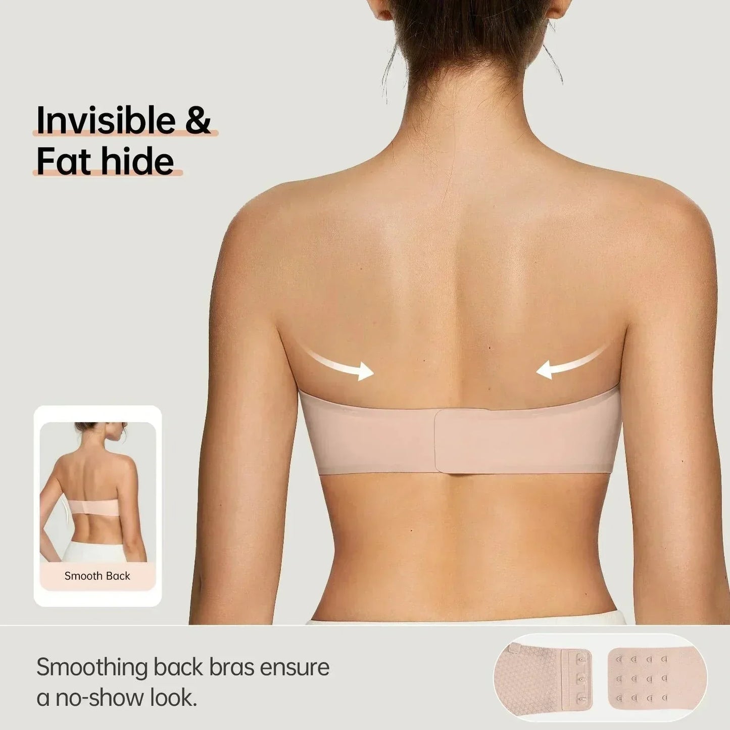 ⛱️Special Price ￡11.99!💞Women's Strapless Bras Push Up Bandeau Bra Non Slip Seamless Wireless Supportive Padded Bra