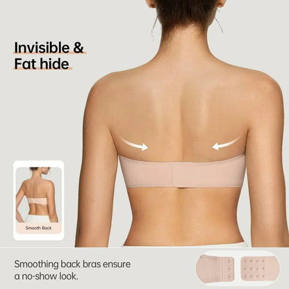 ⛱️Special Price ￡11.99!💞Women's Strapless Bras Push Up Bandeau Bra Non Slip Seamless Wireless Supportive Padded Bra