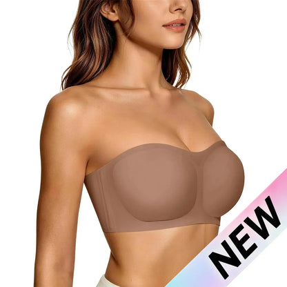 ⛱️Special Price ￡11.99!💞Women's Strapless Bras Push Up Bandeau Bra Non Slip Seamless Wireless Supportive Padded Bra