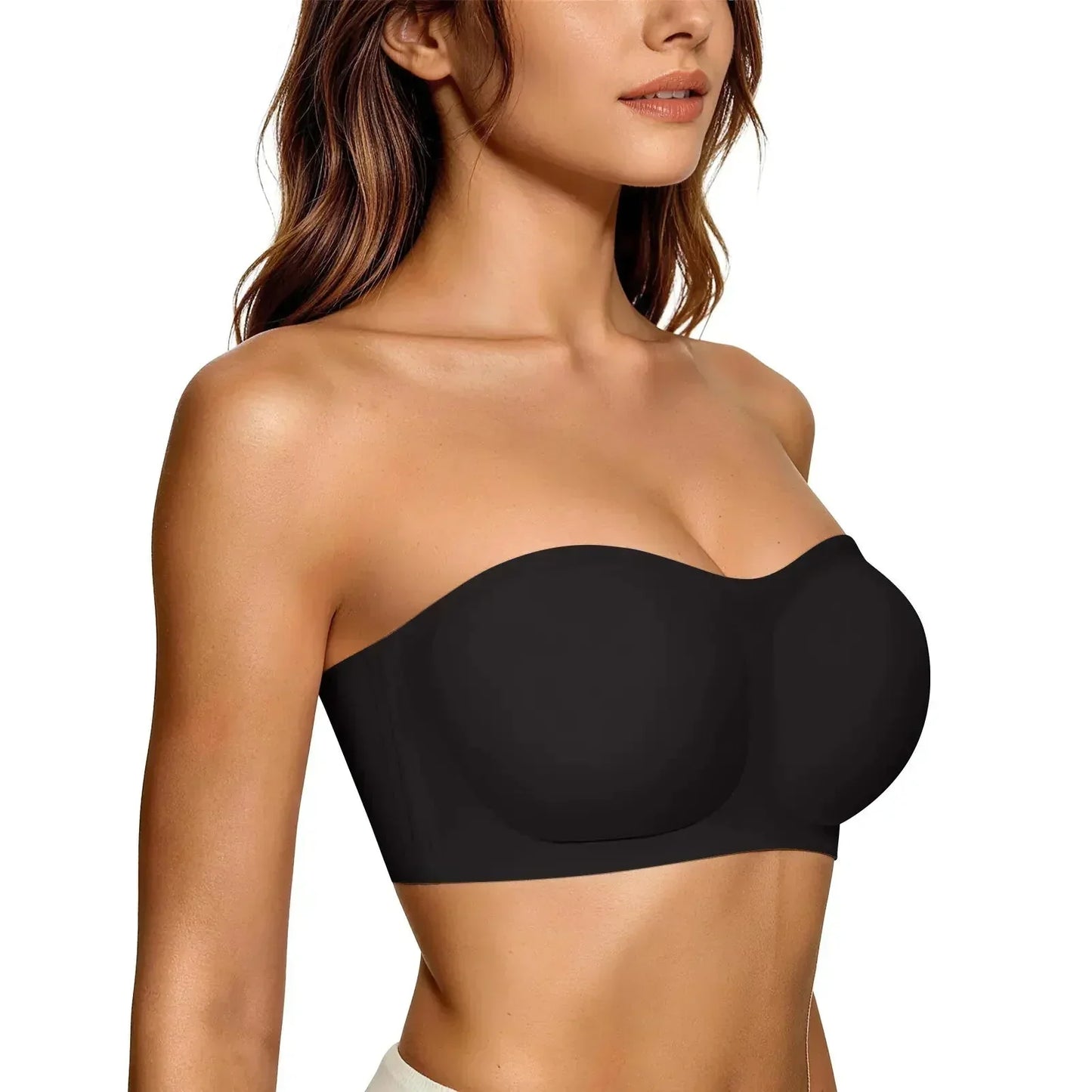 ⛱️Special Price ￡11.99!💞Women's Strapless Bras Push Up Bandeau Bra Non Slip Seamless Wireless Supportive Padded Bra