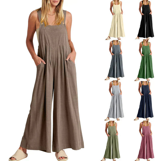 💝 Combinaison sans manches pour femmes avec jambes larges et poches
