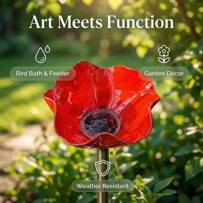💝2026 Mother's Day Gifts 49% Off🎁🐦 Handmade Metal Flower Garden Stake – Bird Bath & Outdoor Decor for Nature Lovers 🌸