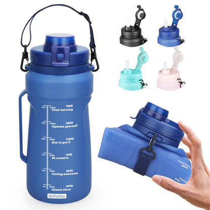 🔥 VENTE CHAUDE 2025 ! 🔥 Bouteille d'eau portable pliable en silicone anti-chute pour le sport – Hydratation en déplacement ! 💧