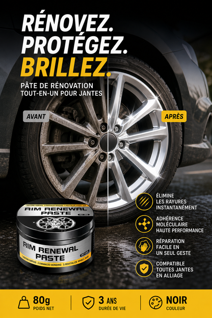 🚗 50% DE RÉDUCTION – Pâte Restauratrice Tout-en-Un pour Jantes – Efface les Rayures, Redonne Brillance & Protège Durablement ✨