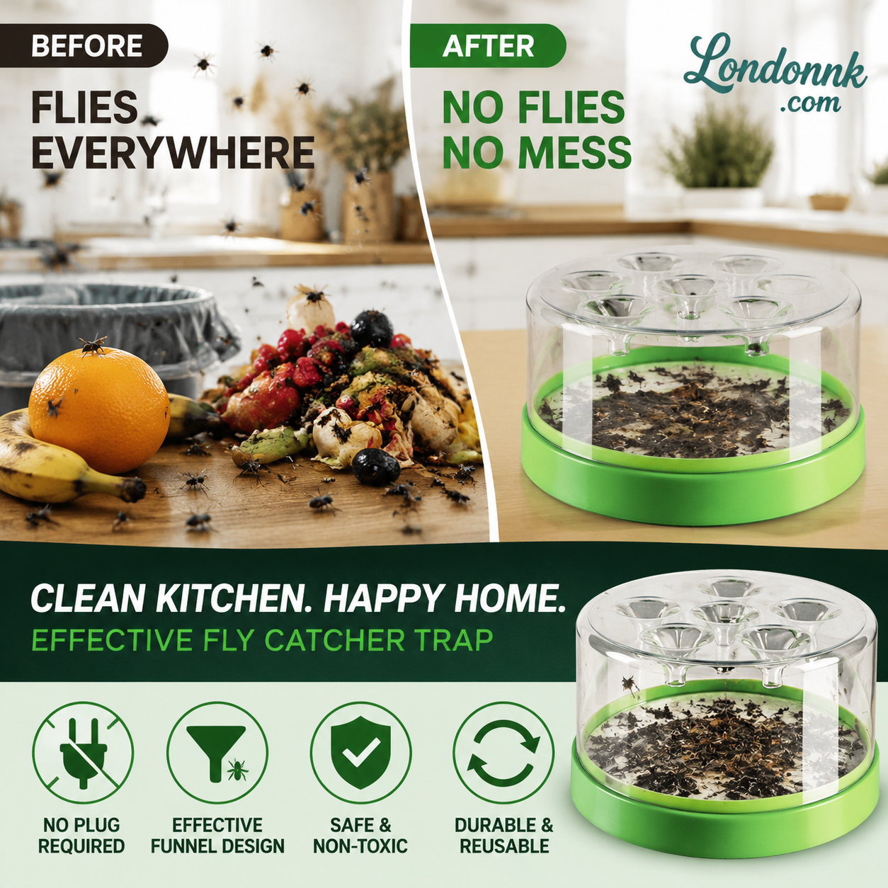 🏆Flash Sale⚡50K+ SOLD! Almost Gone-💥🔌✅ Reusable fly trap—no electricity, no poison! 🏠 Safe to use in the kitchen and around children and pets.1