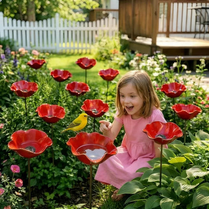 💝2026 Mother's Day Gifts 49% Off🎁🐦 Handmade Metal Flower Garden Stake – Bird Bath & Outdoor Decor for Nature Lovers 🌸