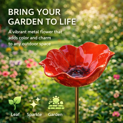 💝2026 Mother's Day Gifts 49% Off🎁🐦 Handmade Metal Flower Garden Stake – Bird Bath & Outdoor Decor for Nature Lovers 🌸