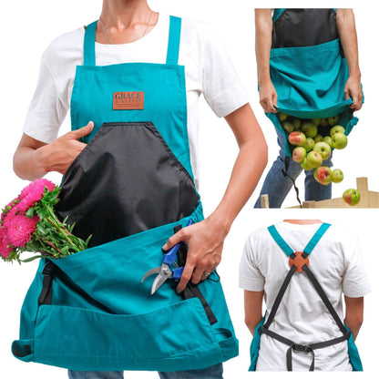 🎁 Vente chaude 49% de réduction 🔥Tablier de jardinage croisé dans le dos avec poches kangourou profondes
