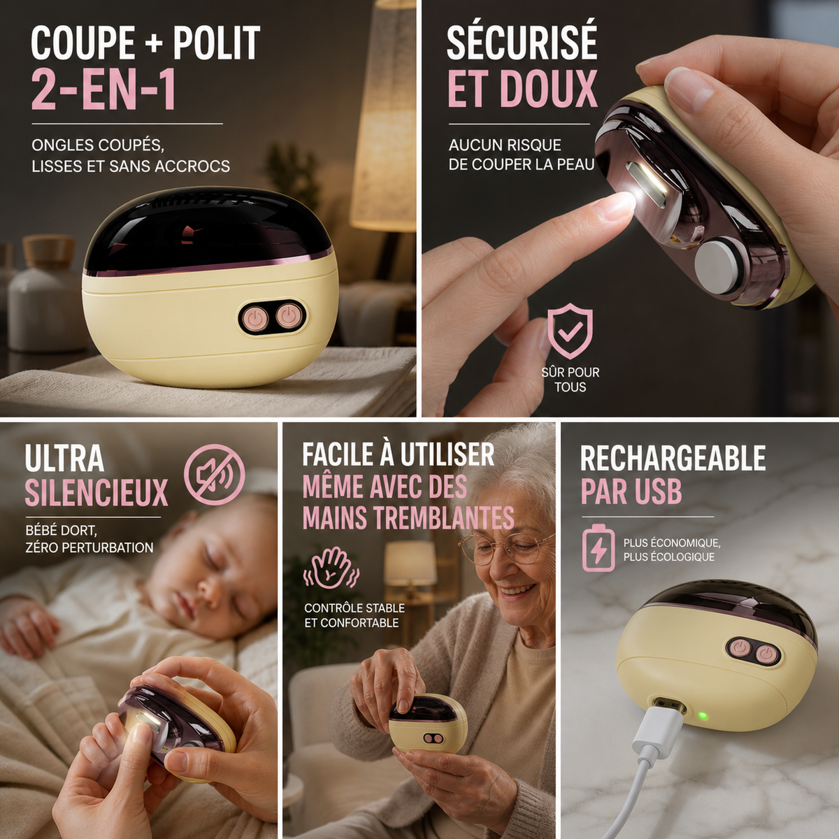 📢📢50% DE RÉDUCTION !! ⏰Coupe-ongles et polisseur électrique intelligent 2-en-1🌟