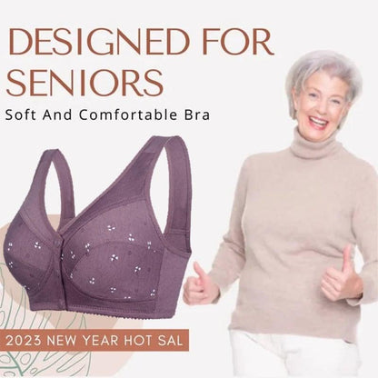 🔥Grande vente - Achetez 2 obtenez 1 gratuit🔥Soutien-gorge en coton à fermeture frontale Design for Senior