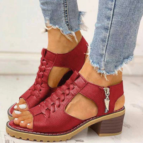 👠Sandales orthopédiques à talon bloc pour femmes avec fermeture éclair latérale(🔥50 % de réduction)