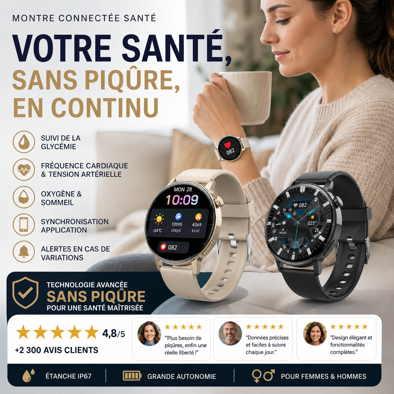⌚ 50 % DE RÉDUCTION EN CE MOMENT ! ⚡Montre intelligente multifonctionnelle