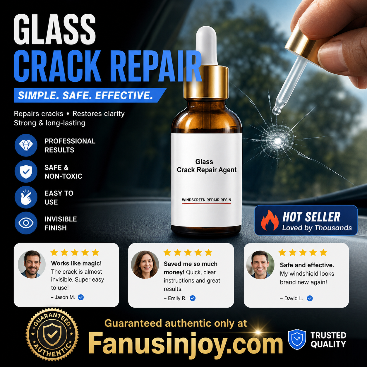 🏆 Last Day Special Price £8.99! 🏭Buy 1 Get 1 Free💦Glass Crack Repair Agent🚗One drop fixes all glass cracks！