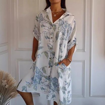 Robe simple en coton et lin imprimé français depuis 25 ans