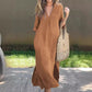 💞25 nouvelles robes fendues en coton et lin à col en V à la mode💞