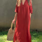 💞25 nouvelles robes fendues en coton et lin à col en V à la mode💞