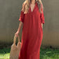 💞25 nouvelles robes fendues en coton et lin à col en V à la mode💞
