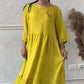🌹25 nouvelles robes élégantes à manches à cordon de serrage à fleurs de couleur unie
