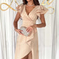 Robe sexy avec décolleté en V et manches papillon