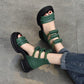 Sandales à bout rond et semelle épaisse pour femme avec fermeture éclair à l'arrière