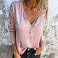 🔥Offre limitée à 50 % de réduction🔥Top à manches longues à col en V de couleur unie pour femmes🌷