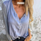 🔥Offre limitée à 50 % de réduction🔥Top à manches longues à col en V de couleur unie pour femmes🌷