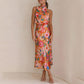 ✨Jusqu'à 67 % de réduction✨Robe longue à fleurs et col licou à taille élastique Love In The Garden