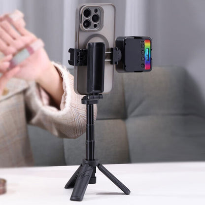Perche à selfie trépied 3-en-1 avec lumière d’appoint LED et télécommande